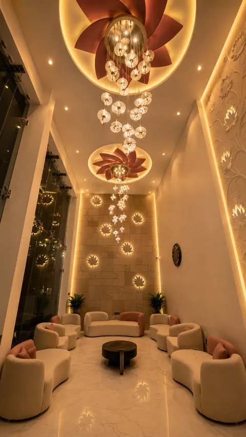 Lounge seating area at Erleen Hotel Indore