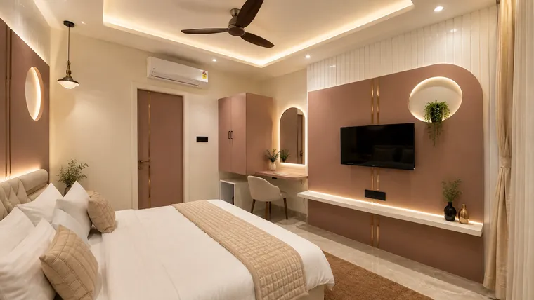 Suite Room ambient wall lights and seating